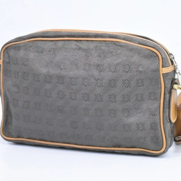 LOEWE Anagram Canvas Shoulder Crossbody Bag Brown - Picture 9 of 10